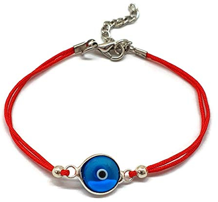 MYSTIC JEWELS By Dalia - Bracciale Classico Occhio Turco della buona Fortuna per Uomini e Donne e Argento, (Rosso)