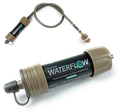 Hesago® WaterFlow - Système de filtre à eau - Kit de filtre de purification portable - Élimine les bactéries pour le camping et la randonnée