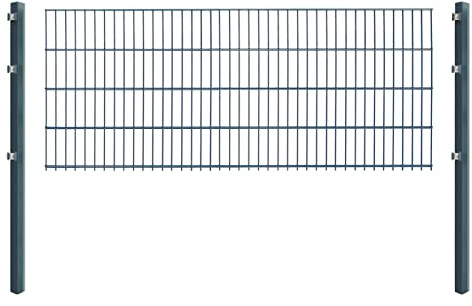 Doppelstabmattenzaun - Komplettset inkl. Pfosten (60x40mm) und Montagematerial - Verschiedene Längen und Höhen – Grün oder Anthrazit (L 4 m - H 83 cm, anthrazit)