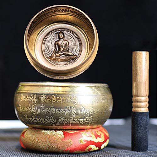 Gandhanra bol chantant tibétain,Sculpté de bouddha et de mantras,fait à la main au Népal