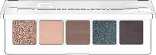 Catrice 5 In A Box Mini Eyeshadow Palette, Lidschatten, Nr. 040 Modern Smokey Look, mehrfarbig, 5 Grau-Töne, mit Ölen, intensiv, matt, schimmernd, entspricht unserem CLEAN BEAUTY Standard (4g)