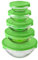 Homeshopa Glass Food Storage Container Set with Lid, Round Stackable Meal Prep Lunch Box, Airtight Leak Proof Serving Bowls, Coloured Lids, Microwave, Oven, Freezer and Dishwasher Safe (Green Lid)