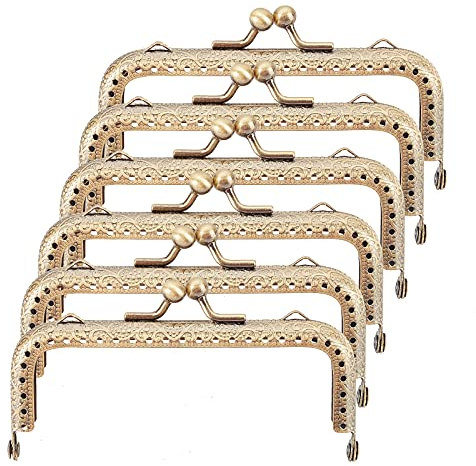 PandaHall 6pcs 10.5cm Fermoir Sac Vintage Fermoir Porte Monnaie Fermoir de Sac à Cadre en Métal pour la Couture de Sac à Main, Bronze Antique