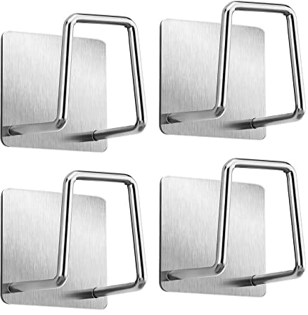 Damita Schwammhalter - Spülschwamm-Haken aus 304-Edelstahl, selbstklebend - Praktisches Spülbecken-Zubehör - Klebehaken, Organizer, Aufbewahrung, Organisation in Küche & Bad (Silber, 4)