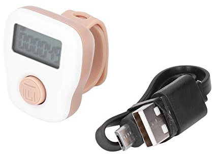 Tnfeeon Ringzähler Fingerzähler Weiß Manueller Leuchtender Ringtyp USB Wiederaufladbarer Schweißfester Silikonzähler für Haushalt