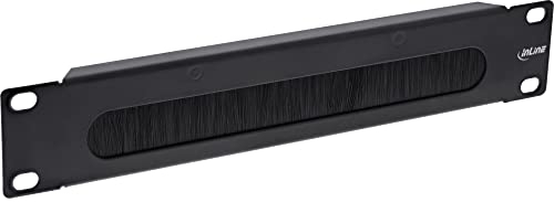 InLine 19109G 10 inch cable feed through plate with brush, 1HE, RAL 9005 black