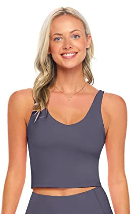 Natural Uniforms Damen Longline Bügelloser gepolsterter Sport-BH mit mittlerer Stützung, anthrazit, small