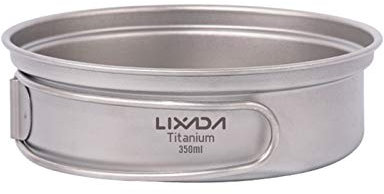 Lechnical Ultralight Titanium Frypan Outdoor Camping Hiking Backpacking Cooking Frying Pan with Foldable Handles