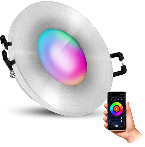 SSC-LUXon BEDA IP65 LED Spot extra flach für Außen & Bad mit WLAN Smart Lampe RGB CCT - Einbauspot kompatibel mit Alexa, Siri & Google