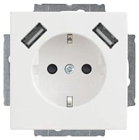 Busch-Jaeger 20 EUCB2USB-84 SCHUKO®-/2x USB-Steckdose Studioweiß USB-Ladegeräte 2CKA002011A6273