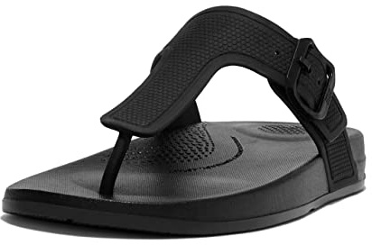 Fitflop Damen Iqushion Zehensteg Flache Sandale, Schwarz, 40 EU