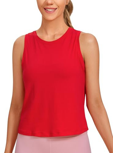 CRZ YOGA Damen Pima Baumwolle Ärmelloses Locker Tank Tops Übung Gym Yoga Tops Athletische Shirts Festival Rot 44