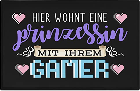 Trendation - Zocker Fußmatte Geschenk Hier Wohnt Eine Prinzessin Mit Ihrem Gamer Lustig 60x40 cm