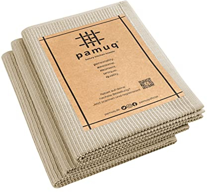 pamuq Geschirrhandtücher Baumwolle 100% - beige, einfarbig, 3er Set, 50x70cm, Aufhänger - Geschirrtücher Baumwolle Trockentücher Küche Geschirrtuch Küchentücher
