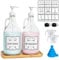 LIKAJON Distributeur de détergent à lessive en Verre, Distributeur de Savon Liquide pour buanderie, Distributeur d'adoucissant pour décoration de Ferme, Pompes, Entonnoir, étiquettes et Plateau en