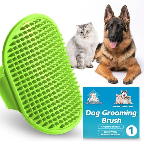 SOL 1pk Dog Grooming Brush for Pets, 12.5 x 8.6cm Soft Silicone Bristle Dog & Puppy Brush, Hand Strap Design for Secure & Comfortable Use, Lightweight, Easy to Handle & Clean, Ideal for Massage & Bath