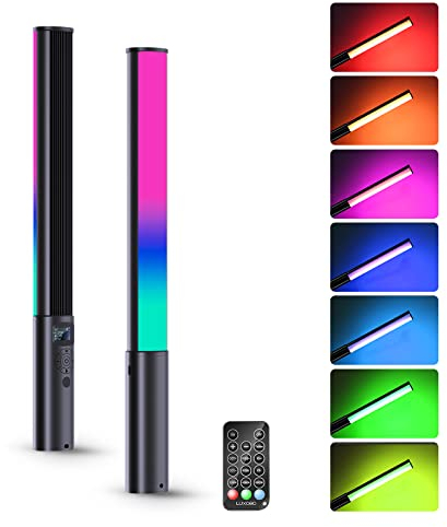 LUXCEO P400 RGB Handheld LED Videoleuchte RGB Lichtstab, 360° volle Farben LED Fotografie Licht, eingebauter wiederaufladbarer Akku und Fernbedienung, 2500K-6500K verstellbar, für Fotografie YouTube