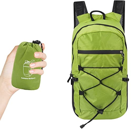 TSLBW Faltbarer Rucksack, Wasserdichter Wanderrucksack mit Aufbewahrungstasche Multifunktionaler Tagesrucksack für Outdoor-Sport Reisen Wandern Wandern Camping Radfahren (Grün)