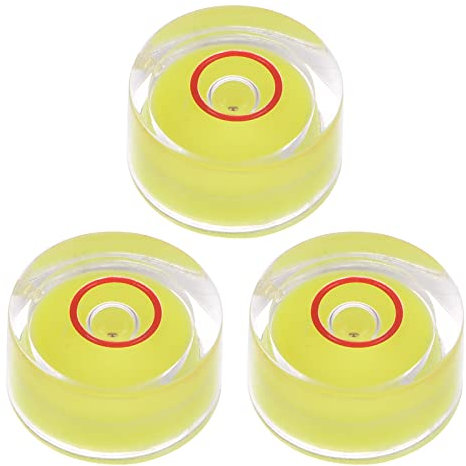 sourcing map 3Stk 12x6mm Rund Blasen Wasserwaage Mini Kreisförmig Zielscheibe Wasserwaagen für Nivellierung Kamera Stativ Teleskop Werkstatt Drehteller Bilder Rahmen Gelb