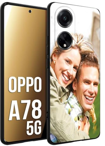 CUSTOMIZZA - Custodia cover nera morbida in tpu compatibile per Oppo A78 5G personalizzata con foto immagine scritta a piacere