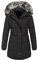 Damenmantel, warm, Wintermantel, mit Kapuze, Reißverschluss, modisch, Kordel, Jacke, dünn, warm, gefüttert, für Damen, Wintermantel, falsch, Schwarz , 48