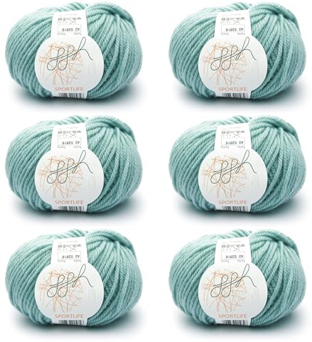 ggh Sportlife Box | 300g Set (6 x 50g) | 100% weiche Naturfaser Schurwolle in vielen Farben | Farbe 042 - Mintgrün