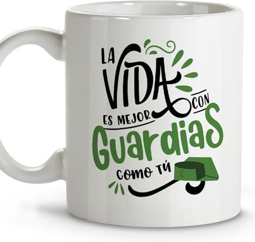 LolaPix Tazas con frases. Tazas originales para regalar. Regalos para Guardia Civil. Tazas personalizadas. Taza cerámica 330 ml.