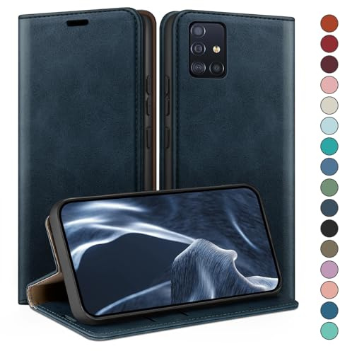 HUOUH for Samsung Galaxy A51 4G Wallet case with RFID Blocking PU Leather,Credit Card Holder,Flip Folio Book Phone cases Shockproof Cover Women Men for Samsung A51 case Dark Blue