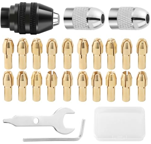 26 Stück Bohrfutter Adapter Set, Spannzangensatz für Dremel mit Box, Dremel 4486 Bohrfutter, 4485 Spannzangen, Zubehörsatz für Multifunktionswerkzeuge für Elektroschleifer, Rotationswerkzeuge