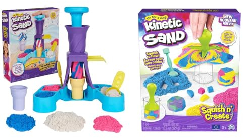 Kinetic Sand Softeis Station - mit 396 g original magischem Sand in drei Farben und umfangreichem Zubehör für kreatives Indoor-Sandspiel, für Kinder ab 3 Jahren