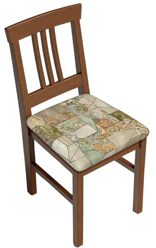 Stuhlsitzbezug 2er Set, Pastel Earth Tones Patchwork Sitzschutzbezug Hussen für Stühle Abnehmbar Sitzbezüge für Stühle für Bankett, Küche, Party, Hotel