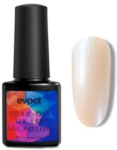 Pearl Gel Nail Polish, Pearl White Gel Nail Polish, Pearlescent Shimmer Milky White Nail Art Gel, Chrome Long Lasting Soak off UV Lamp Gel for Home DIY Nail Art Manicure Salon