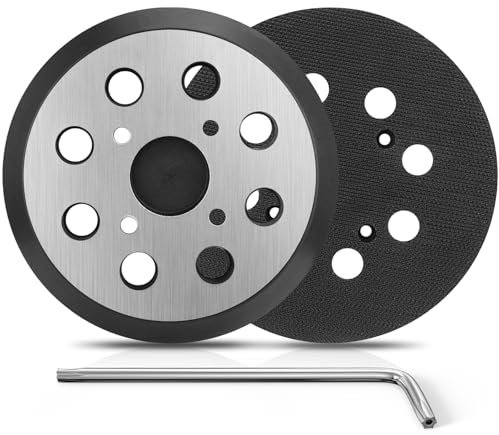 Gnellkoor 2 Pack 5 Inch 8 Hole Orbital Sander Pad for Milwaukee 6021-21 6034-21 2648-20 2648-21 Random Orbit Sander Replacement Hook and Loop Metal Backing Pad Part Number 51-36-7100