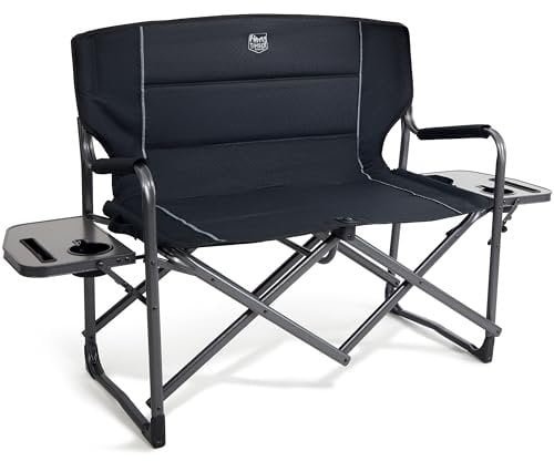 TIMBER RIDGE Campingstuhl Faltbar für 2 Personen Regiestuhl klappbar 300KG Belastbar Angelstuhl Klappstuhl XXL 2-Sitzer mit Seitentisch für Picknick Camp Festival Turnier
