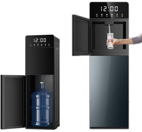 Bottom Loading Water Cooler Dispenser, Cold/warm/hot Vertical Adjustable Water Boiler, Intelligent Digital Display, 3s Quick Heating, Water Shortage Reminder, Double Door Dustproof