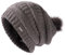 TOP-EX Slouchy Beanie Mütze Damen Winter 100% Wolle mit Fellbommel - Warme Fleecefutter, Winddicht & Outdoor-tauglich - Grau