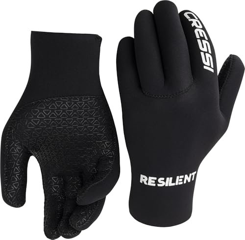 Cressi Resilient Gloves 2mm 2XL - Unisex Ultra Grip Handschuhe aus weichem Neopren Schwarz 2 mm, zum Tauchen, Angeln, Schnorcheln, Surfen, Paddeln, Kajakfahren und Schwimmen, 2XL