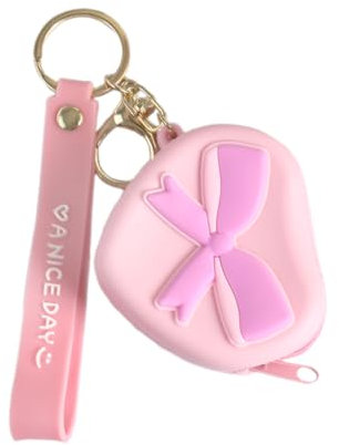 Portamonete con fiocco da 1 pezzo, portamonete, portamonete portachiavi, portamonete in silicone, portamonete portatile, facile da trasportare