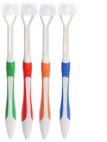 4Stück Dreiseitige Zahnbürste Autismus Sensorische Zahnbürste Borsthöhe Zahnbürste für Komplette Zähnepflege Pflege Ziemlich Guter Winkel Jeden Zahn, Weich und Sanft, Reinigen, 4 Farben