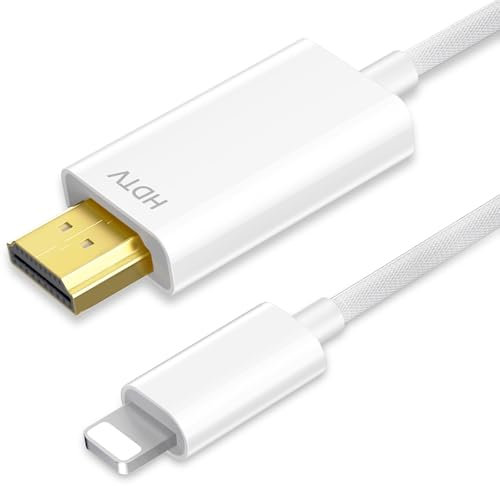 Vecbmn HDMI Cable for iPhone, HDMI to iphone Cable 2 M, Cable for iPhone to TV Compatible with iOS 17/16/15/14, Cable to Connect iphone to TV, for iPad/iPod to TV HDMI Cable, High Definition HD1080P