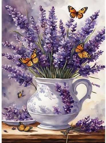 feelive Peinture Diamant Adulte, DIY Fleurs Diamond Painting Complet 5D Diamond Painting Kit Artisanat Strass Point de Croix Painting pour Adultes, Enfants, Décoration Intérieur 30x40cm