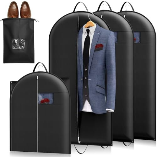 Lifewit Borsa Porta Abiti da Viaggio Uomo con 1 Borsa Porta Scarpe Resistente, Porta Vestiti Impermeabile da Appendere, Custodie Pieghevole per Abiti per Guardaroba, Viaggio, 120 x 60 cm, Set da 3