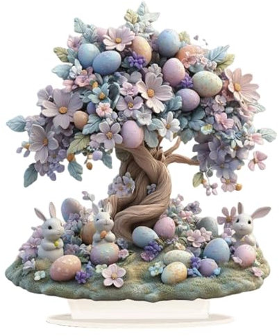 Amagogo Ostereier Decor Acryl Desktop Plaque 2D kreativer Osterdekoration Ornament für Regal Arbeitsplatte Esszimmer, Style A