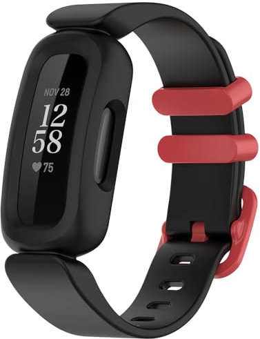 Ersatzarmband für Fitbit Ace 3, Sport Armband Uhrenarmband, Silikon Armbänder für Fitbit Inspire 2 (BlackRed)