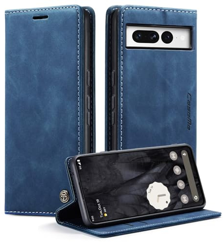 Monweicz Handyhülle für Google Pixel 7 Pro Hülle Premium Lederhülle Klappbar Flip Case Tasche Magnet Kartenfach Standfunktion Klapphülle Schutzhülle für Google Pixel 7 Pro - Blau