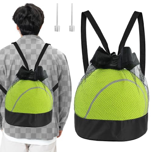 DAVIDJAMESCLARKE Ballsack Ballnetz, Fußball Meshbag, Mehrzweck Sport Netztasche Mesh Strandtasche Gym Sack Rucksack Tragbare Ballnetz für Fußball Basketball Tennis Volleyball, mit 2 Knäuelnadeln
