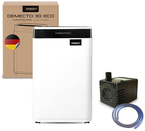Comedes Demecto 30 eco deumidificatore (25 l/24 h) + pompa a condensa PowerDrain, adatto per ambienti e cantine fino a 100 m²/230 m³, essiccatore per costruzioni con tubo flessibile incluso