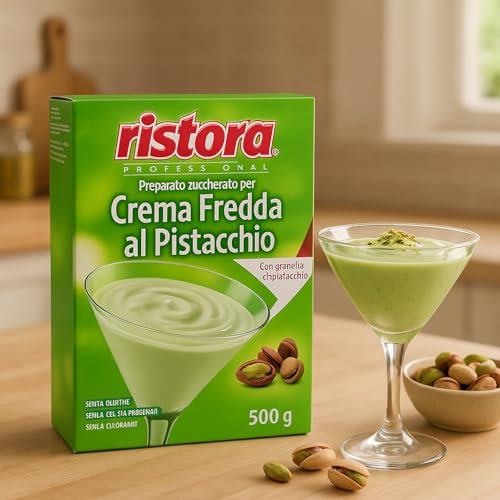 Preparato Zuccherato per Crema Fredda al Pistacchio 500g – Con Granella di Pistacchio, Senza Glutine, Senza Grassi Idrogenati, Ideale per Dessert, Dolci al Cucchiaio, Torte e Semifreddi