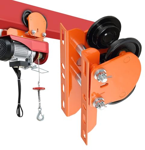 Beam Trolley, Small Crane, Double Wheel, High Load Capacity, Electric Hoist Manual Trolley for Construction, Industry, Household, Workshop, Garage, Warehouse, Orange Colored