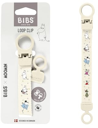 Moomin x BIBS Schnullerkette Clip Loop, Passend für alle BIBS Schnuller, Ivory